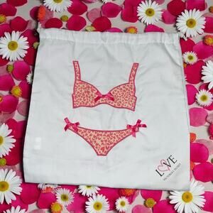 Pink Ribbon Lingerie Laundry Bag Pouch Victorias Secret Travel PJs Tote Love L